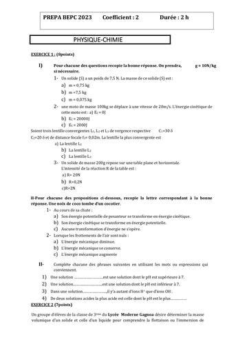 Sujets Bac Physique Chimie Image To U