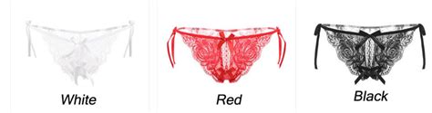 Sexy Flower Lace Bowknot Crotchless Strap Low Rise T Back Lingerie