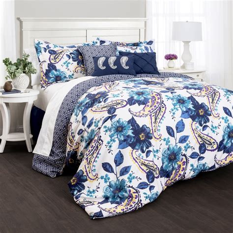 Lush Decor Floral Paisley Blue 7 Piece Comforter Set Overstock