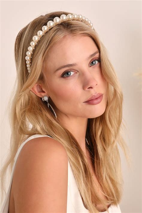 Gold Pearl Headband Pearl Rhinestone Headband Headband Lulus