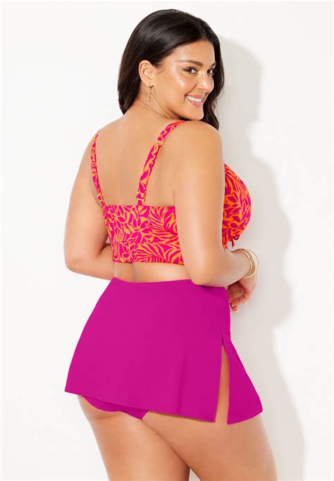 Bra Sized Tie Front Longline Underwire Bikini Set With Asymmetrical