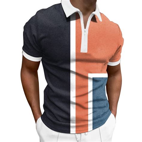 B91xz Mens Knit Polo Shirts Short Sleeve Slim Fit Cotton Golf Polo Shirts Basic Designedorange