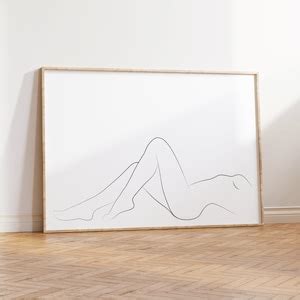 Woman Laying Down Art Minimalist Naked Woman Printable Wall Etsy