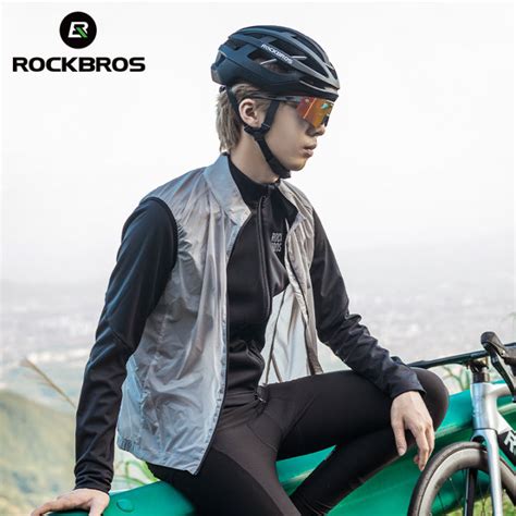 ROCKBROS เสื้อเจอร์ซีย์แขนกุดสะท้อนแสงสำหรับชุดกันลมสำหรับผู้ชายและ ...