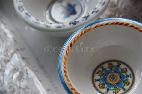 Traditional Vintage Bowls with Floral Pattern Stock Image - Image of ...