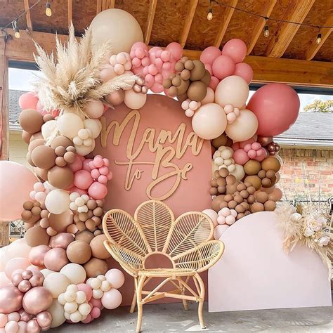 Boho Balloon Garland Arch Kit With Pink Chocolate Coloured Ivory White