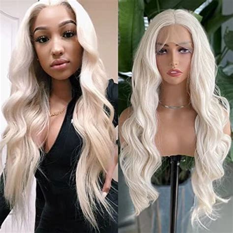 Amazon COCOFANS 22 Inches Platinum Blonde Long Natural Wave Lace