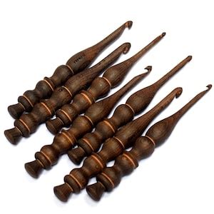 Handmade Ergonomic Wooden Crochet Hooks For Arthritic Hands Set Of