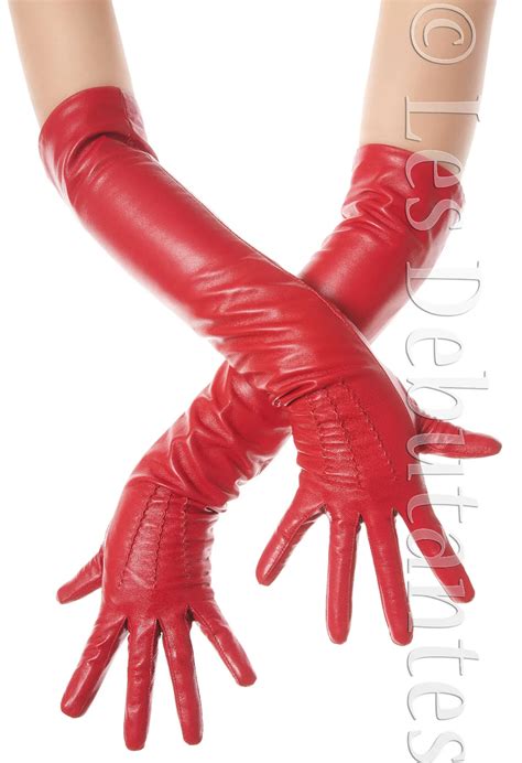 Womens Long Red Leather Opera Gloves In Gloves And Mittens From Womens