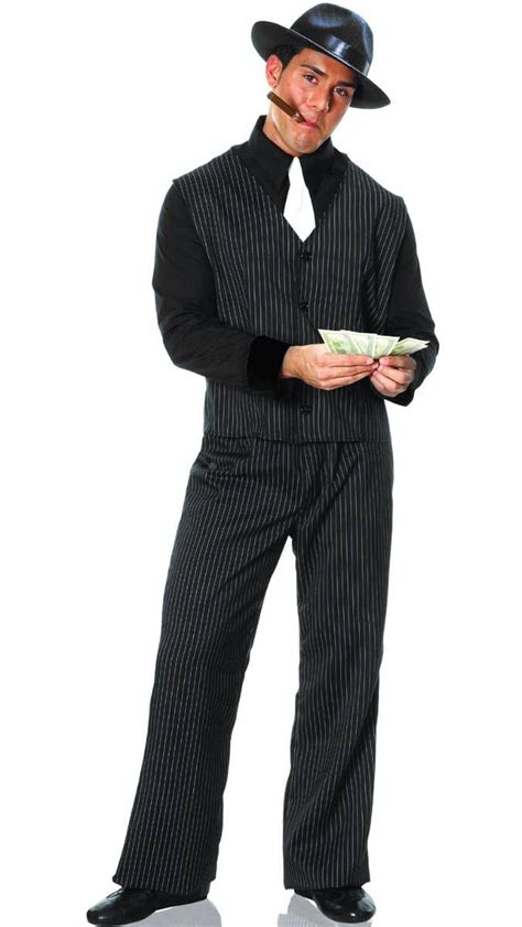 Mob Boss Black Pinstripe Costume Mens 20s Gangster Costume