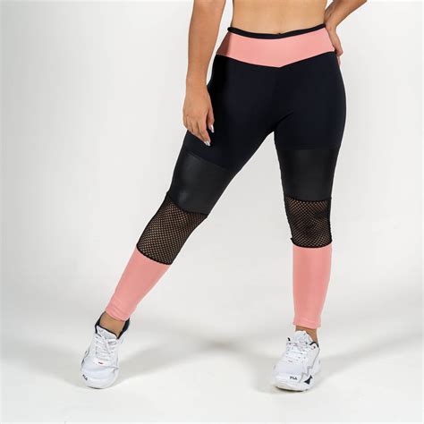 Calça Legging Preto Nude C Tela