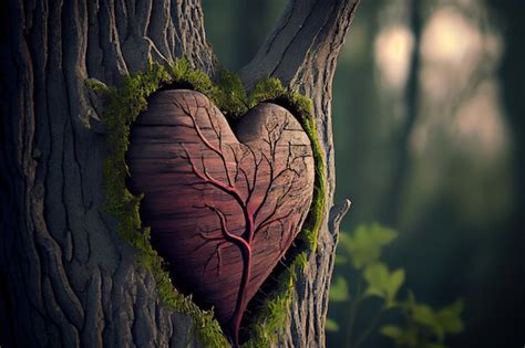 Símbolo del corazón en el árbol Foto Premium