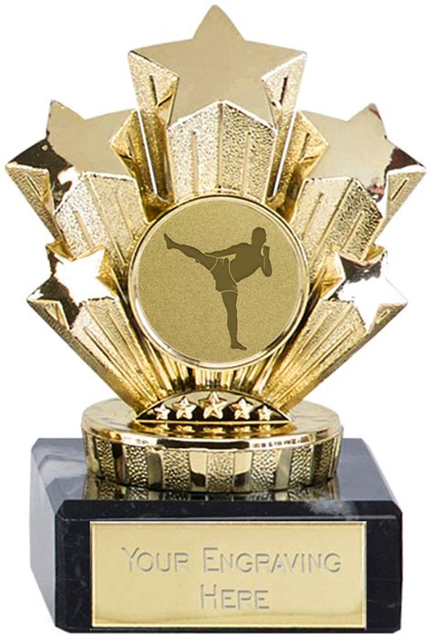 Gold Star Kickboxing Trophy On Marble Base 95cm 375