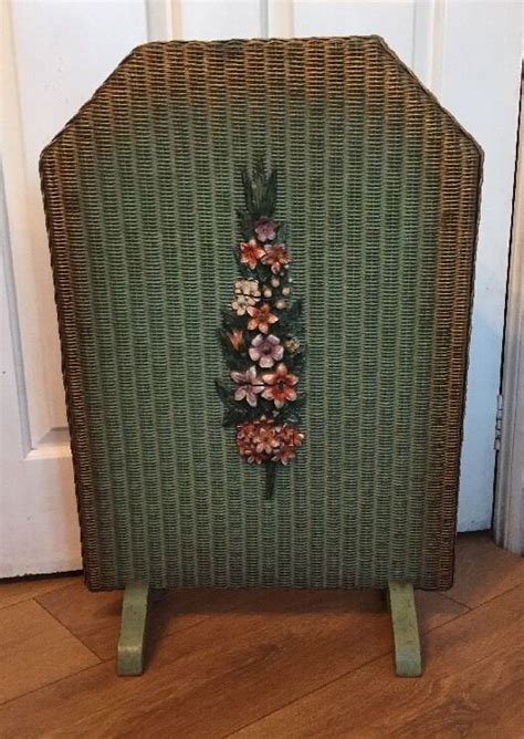 Vintage Lloyd Loom S Art Deco Barbola Fire Screen Shabby Chic