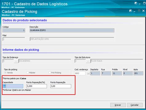 WINT Como endereçar diretamente para o Picking na entrada da