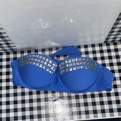 Xhilaration Swim Periwinkle Studded Strapless Bikini Swimsuit Top