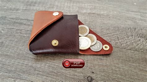 Origami Wallet Pdf Non Stitch Leather Coin Case Template Etsy In