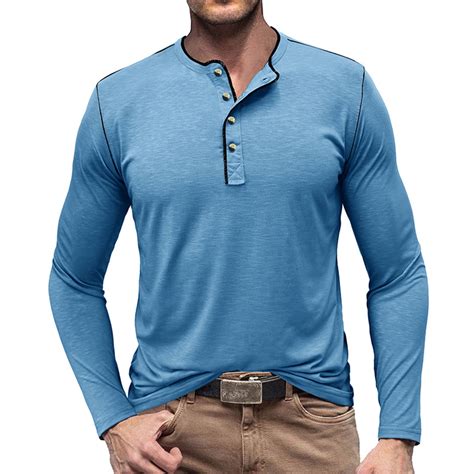 Awdenio Long Sleeve Shirts For Men Henley Cotton Casual Long Sleeve