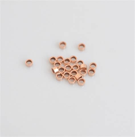 25 Rose Gold Filled Crimp Beads 2x1mm Made In China As76 Etsy