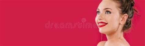 Smiling Naked Beautiful Woman With Red Stock Photo Image Of Beautiful European 203513998