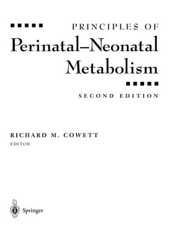 Pre Owned Principles Of Perinatal Neonatal Metabolism Edition