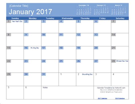 2017 Calendar Templates And Images