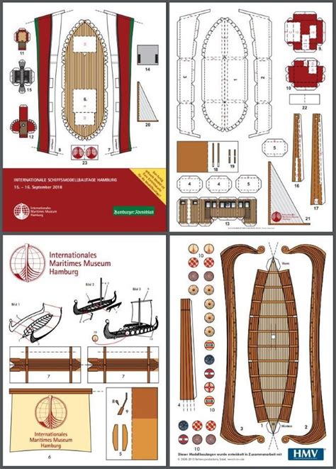 Viking Ship And Cutter Paper Models By Internationales Maritimes Museum