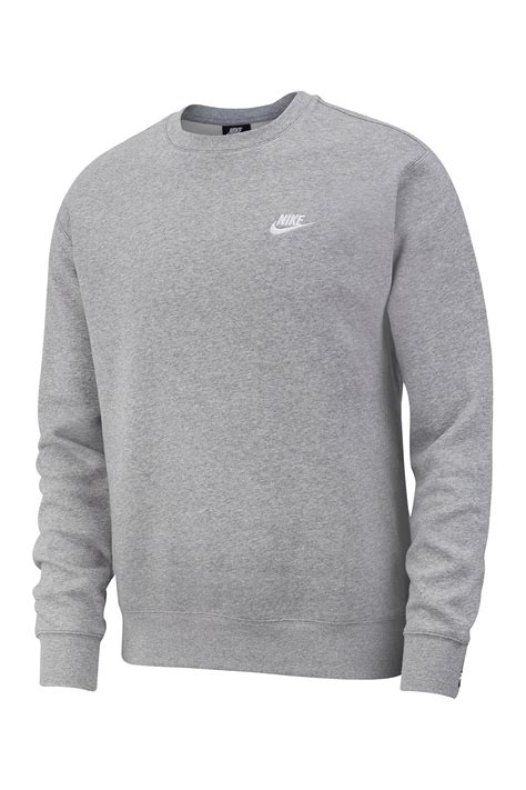 Nike Cotton Crew Neck Club Jumper Grey In D Gr H White Gray For Men