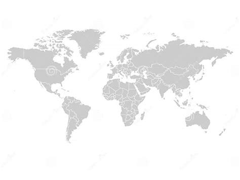 Mapa Del Mundo En Color Gris En El Fondo Blanco Mapa Político Del Alto Espacio En Blanco Del