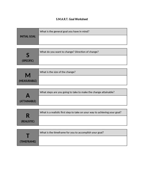 Smart Goal Worksheet 1 Pdf