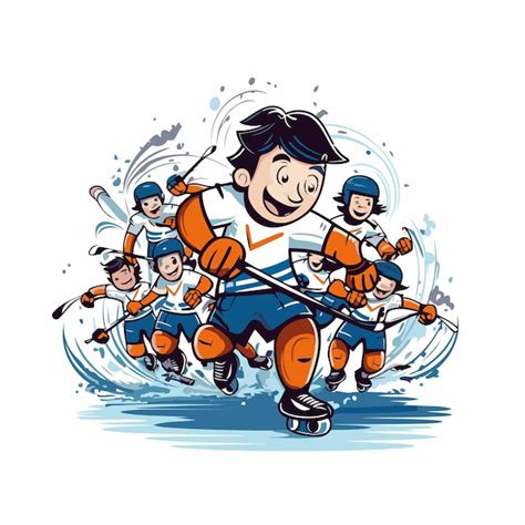 Jugador de hockey sobre hielo con el palo y el disco ilustración