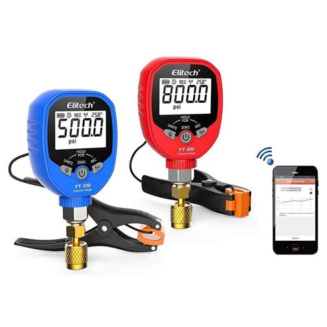 Elitech Pt 500andpt 800 Wireless Hvac Pressure Gauges W Charging Hoses