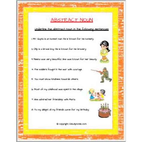 Abstract Noun Worksheets Definition And Examples Readingvine