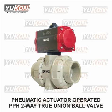 Pn Ivory Pph Way True Union Ball Valve With Pneumatic Actuator