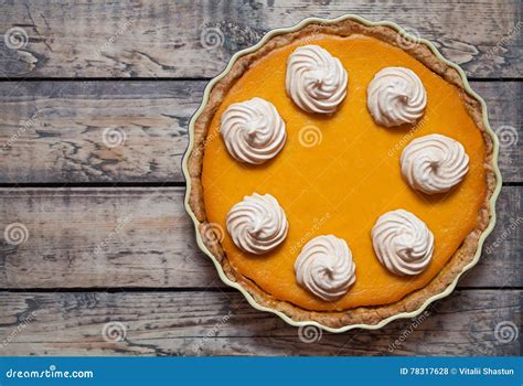 Festive Homemade Delicious Pumpkin Pie With Whipped Cream And Spices