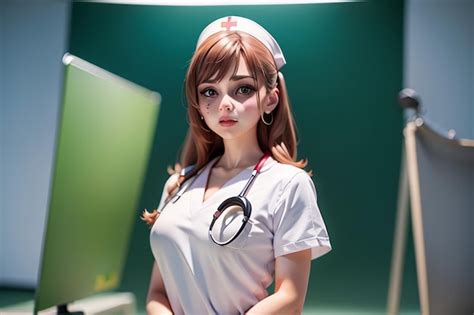 Premium Ai Image A Woman In A Nurse Uniform Stands In Front Of A