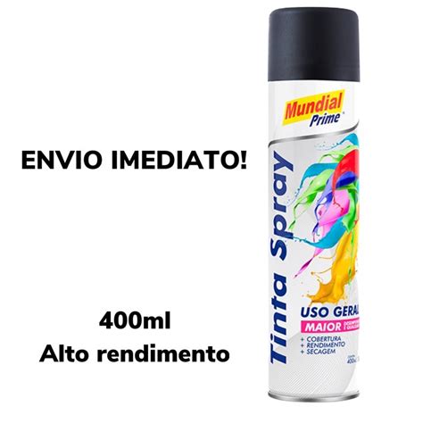 Tinta Spray Preto Fosco Mundial Prime 400ml Shopee Brasil