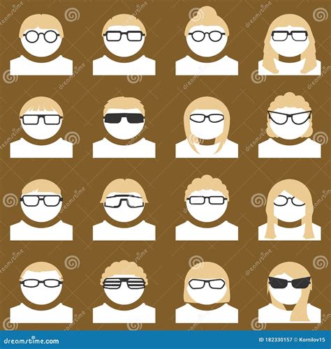 Avatar Set Of People Wearing Stylish Glasses Stock Vector Illustration Of Oval Collection