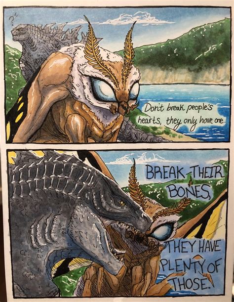 My Take On Godzilla And Mothras Dynamic Summed Up Into 2 Panels Rgodzilla