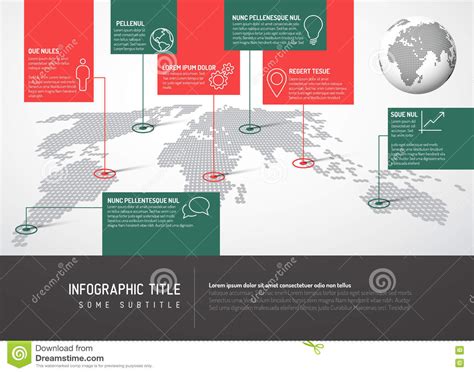 Light World Map With Pointer Markscommunication Concept Stock Vector