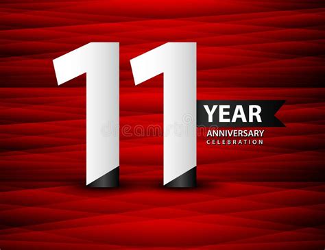 11 Year Anniversary Celebration Logo Vector On Red Background 11