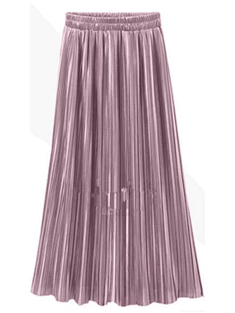 Bagilaanoe Womens Long Midi Pleated Skirt Elastic Waist Double Layer