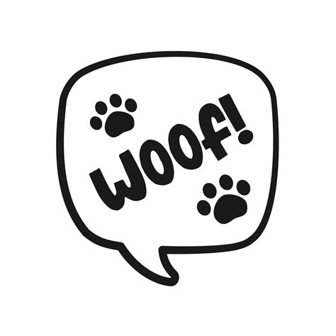 Woof Text In A Speech Bubble Balloon With Paw Prints Doodle Cartoon