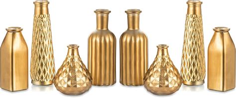 Small Glass Vases For Centerpieces Gold Hewory Set Of 8