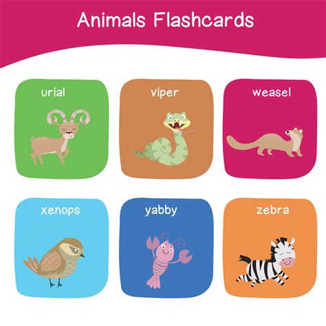 Printable alphabet animal flashcards collection for learning english. Educational game for ...