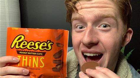 Asmr Reeses Peanut Butter Cup Thins Mukbang Youtube