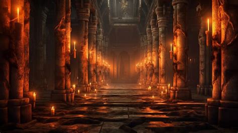 Premium Ai Image Fantasy Scary Endless Medieval Catacombs With