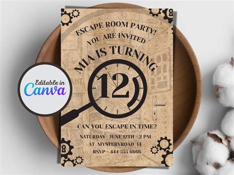 Editable Escape Room Invitation Happy Birthday Flyer Mystery Invitation Escape Room Invite