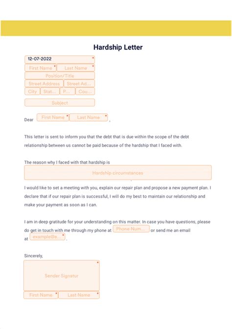 Hardship Letter Sign Templates Jotform