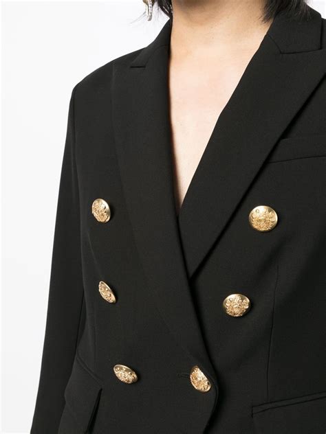 Veronica Beard Double Breasted Golden Buttons Blazer Black Farfetch Uk